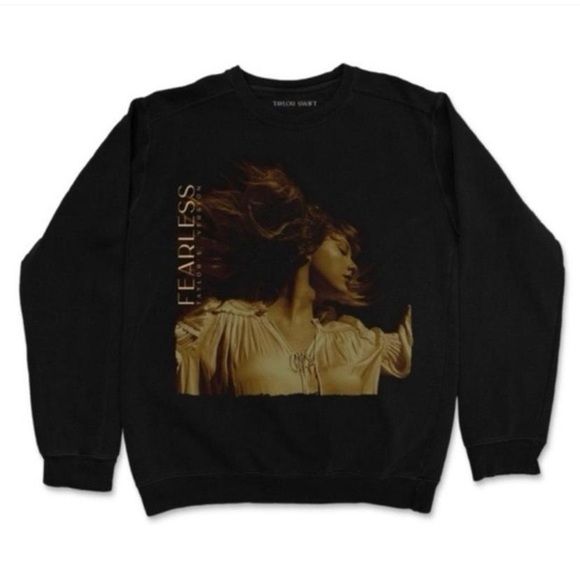 Taylor Swift Official Fearless Taylor’s Version Black Crewneck - Picture 1 of 2